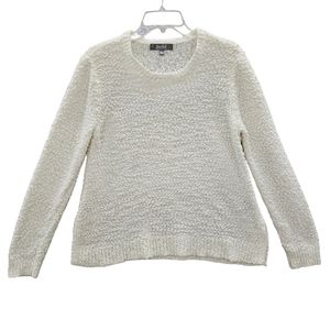 Marled Reunited Clothing Crew Neck Sweater Womens Size Small Off White Tetxtured